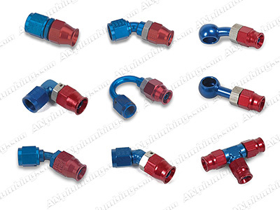 Earls Speed Seal PTFE Hose Ends in Blue & Red