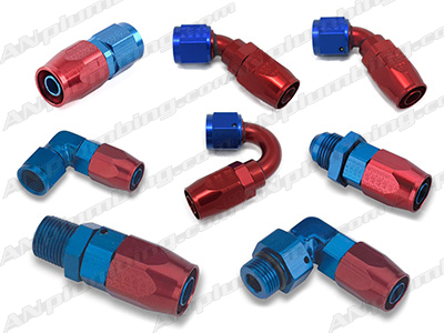 Swivel Hose Ends in Blue & Red