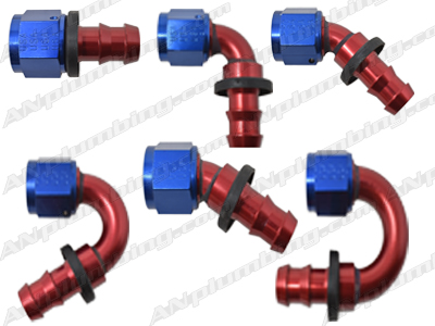 Push-on Hose Ends in Blue & Red